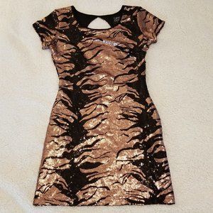 Urban Outfitters Tiger Print Sequin Mini Dress